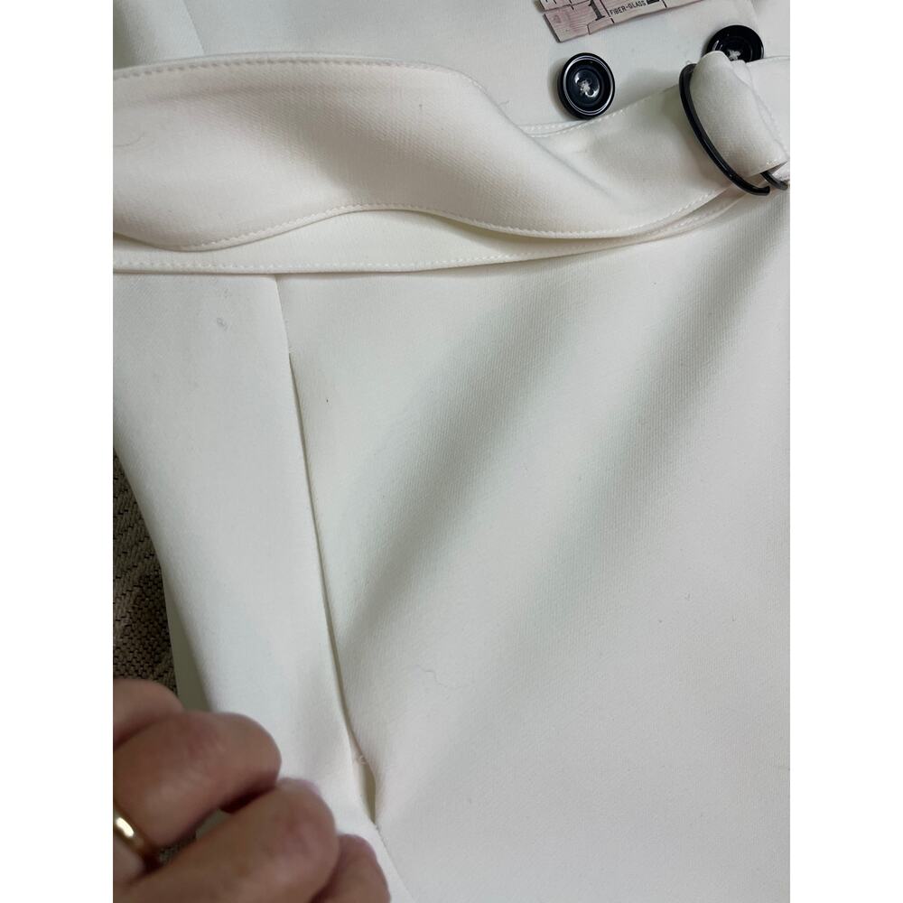 White House Black Market Sleeveless Double-Breasted Belted Topper, Ecru,Size 4 - Picture 12 of 12